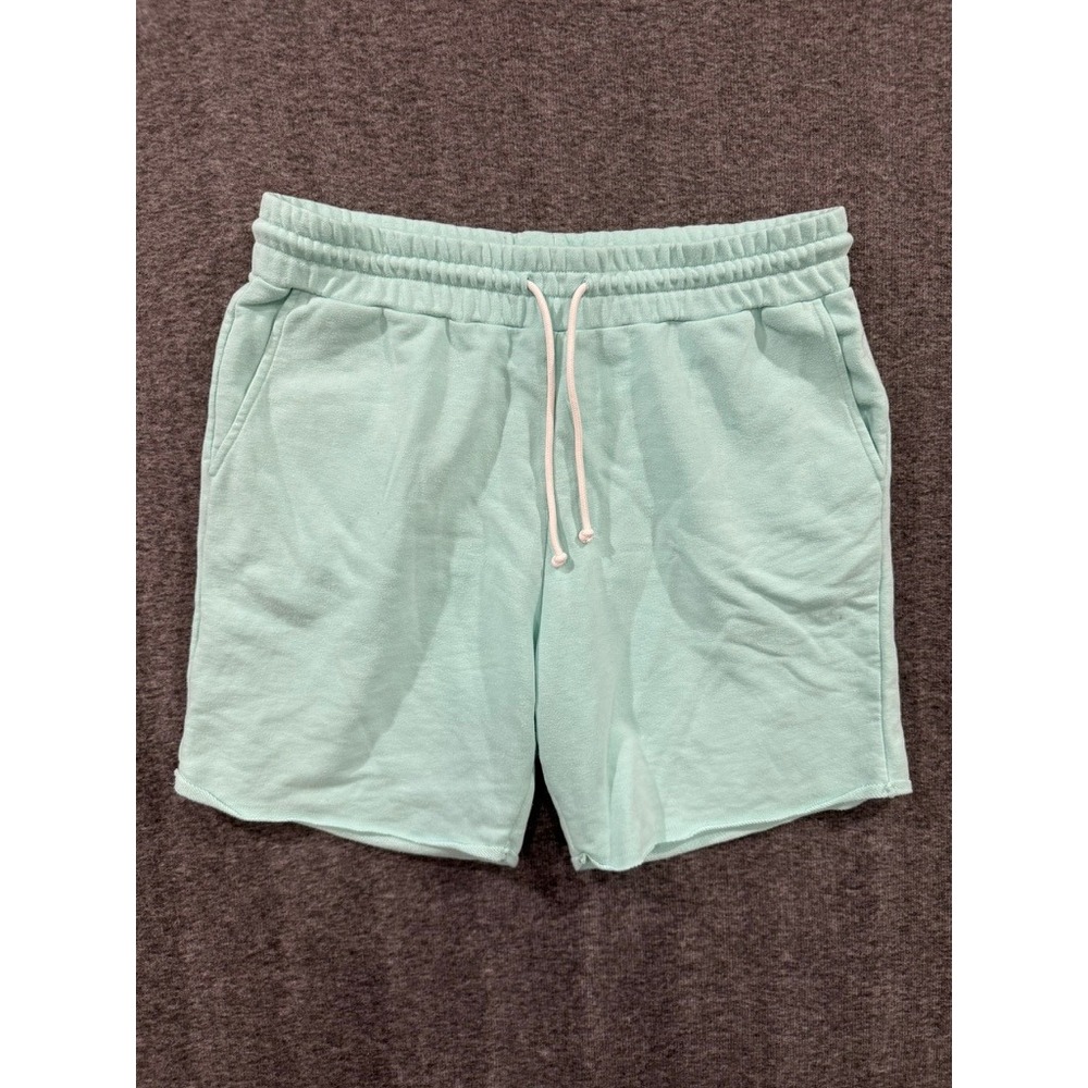 HM Divided Mens Mint Green Sweat Shorts XL Cotton Blend French Terry Raw Hem
